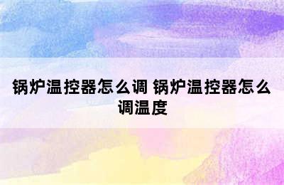 锅炉温控器怎么调 锅炉温控器怎么调温度